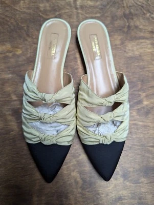 AQUAZZURA Firenze 女式凉鞋 39 码,黑色和金色奶油色。 — 第 1/4 张图片