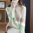 Womens Multicolors Turtleneck Pullover Knitted Sweater Loose Baggy Jumpers Tops