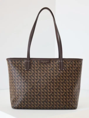 Tory Burch Small Ever Ready Basketweave Print Zip Tote Bag w/ Pouch ~NWT~ Walnut - Image 1 of 4