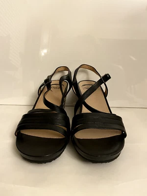 NEW Abeo Loretta Black & Tan Wedge Sandals 8 - Image 1 of 4
