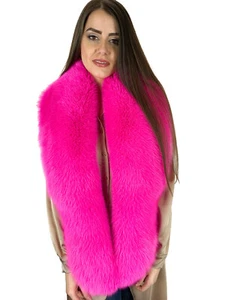 Estola de piel de zorro ártico 70"" (180 cm) rosa fuschia pieles cuello grande envoltura de piel - Imagen 1 de 4