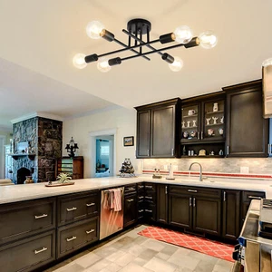 6-Lights Semi Flush Mount Modern Ceiling Light Fixture, Metal Sputnik Chandelier - Picture 1 of 31