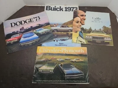 Lote de folletos de concesionario originales 1973 Chrysler Plymouth Dodge Cadillac Buick Foto 1 de 4