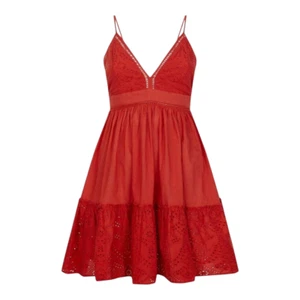 Maje Rendi Broderie Anglaise bestickt Ösen Babydoll Kleid Damen Medium - Bild 1 von 11