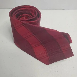 Calvin Klein Men's Red Molten Macro Plaid Classic Slim Neck Tie Silk  - Picture 1 of 5