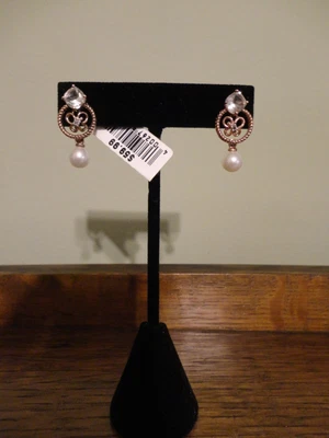 Brincos de prata/ouro 925 corte princesa semiprecioso cristal verde e pérola - Imagem 1 de 4