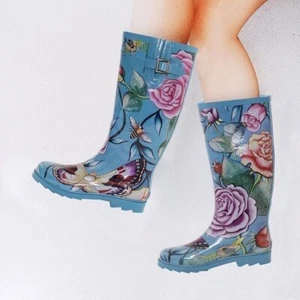 ANUSCHKA WOMEN'S SHORT RAIN BOOT ROSES D'AMOUR SIZE 8 - Picture 1 of 2