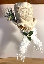 Snowman Christmas Tree Ornament Fabric Cloth Vintage 