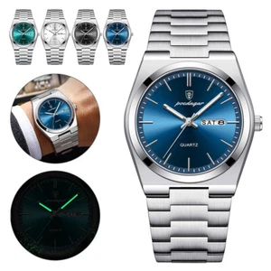 Men Wristwatch Stainless Steel Quartz Watch Date Chronograph Waterproof Luminous - Picture 1 of 18