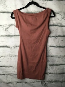 ASOS Designs Size 6 Ribbed Mini With Dress Fallen Shoulder Rust Color - Picture 1 of 4
