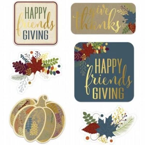 Happy Friendsgiving Foil Cutouts Paper 6 Per Pack 6.25" to 10" Supplies - Picture 1 of 1