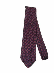 Frangi 100% Silk Neck Tie Made In Italy Navy Blue & Red Geometric - Picture 1 of 5