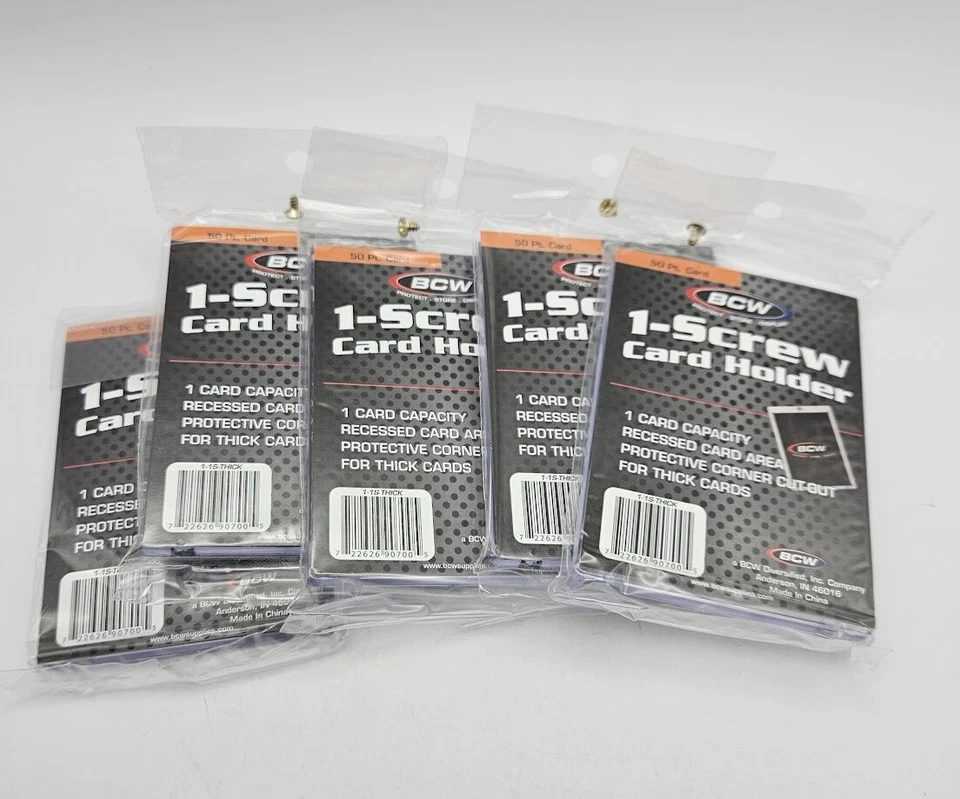 (5-Pack) BCW 1-Screw Screwdown Trading Card Holder Thicker Card 50pt Recessed - Image 1 of 3