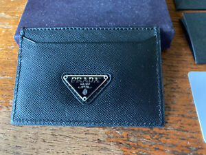 Prada Saffiano Black Business/Credit Card Leather Card Holder