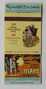 Tommy Wong's Island Restaurant, Denver, Colorado Springs CO  Matchbook Cover - Picture 1 of 3