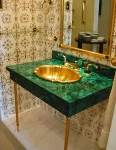 Malachite Stone Counter Slab, Kitchen Cosnole Counter Slab Top, 24"x12" Decors - Picture 1 of 3
