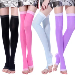 Lady Medical Relief High knee Compression Socks Flight Stocking Support Open Toe - Picture 1 of 18