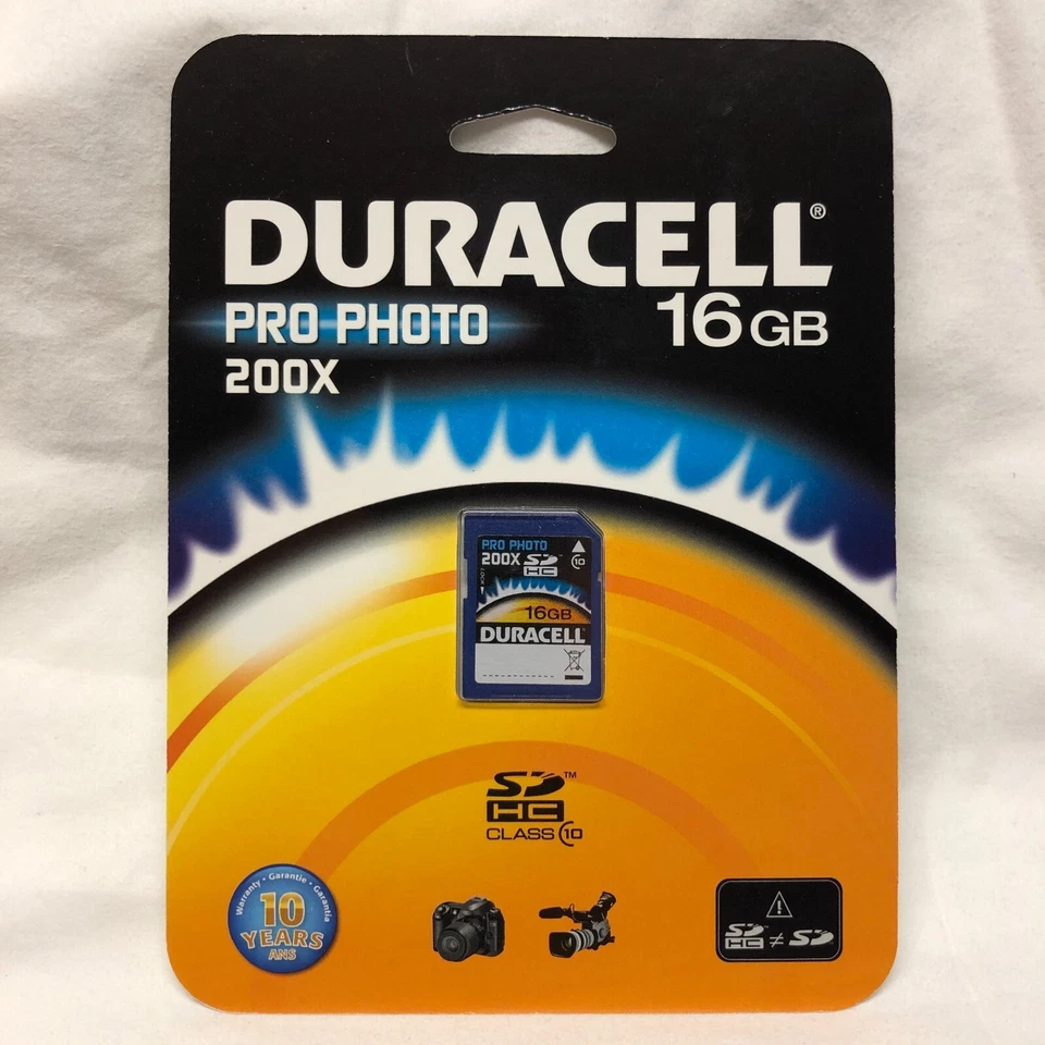 Duracell DU-SD1016G-C 16GB Pro Photo 200x Secure Digital HC Class 10 SDHC Memory - Image 1 of 2