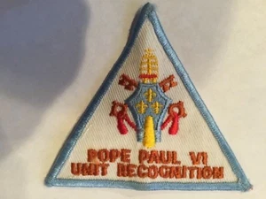 Pope Paul VI Unit Recognition Patch Baby Blue Border Boy Scouts - Picture 1 of 1