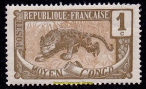 EBS Congo Medio Francés - 1907 - Leopardo y Colmillos - CG 48 - MNH** - (RR2 - Imagen 1 de 1