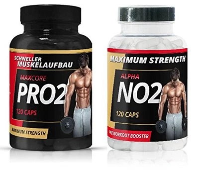 Maxcore und Alpha NO2 Muskelaufbau Extrem Pre Workout und Testobooster Anabol - Bild 1 von 4