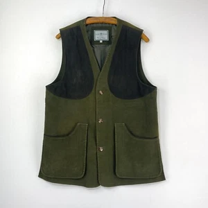 Alan Paine Moleskin Shooting Waistcoat Mens Large Green Hunting Sporting Vest - Picture 1 of 17