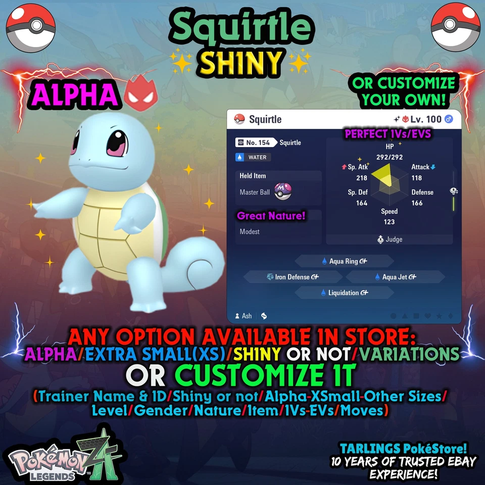 Pokemon Legends ZA 🐉 Squirtle - SHINY/NON/ALPHAS/XS/BUNDLES ✨ OR CUSTOM ✨ - Image 1 of 1