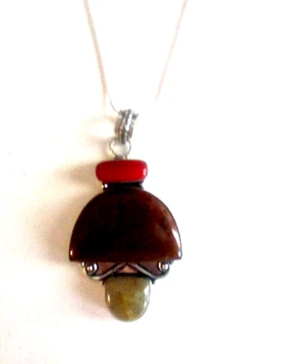 ARTISTIC MIXED GEMSTONE GRAND PERUVIAN PENDANT One of a Kind Pendant Necklace - Image 1 of 2