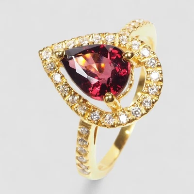 Anillos hechos a mano de plata de ley 925 de 1,25 quilates granate rodolita roja viva talla 5,25 Foto 1 de 4