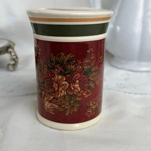 Springmaid Rosemond Burgundy Cottage Roses Tooth Brush Holder Vintage Pattern - Picture 1 of 7