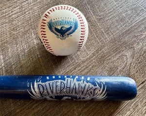 Vintage Rockford Riverhawks Frontier League Baseball Mini Bat & Ball - Picture 1 of 9