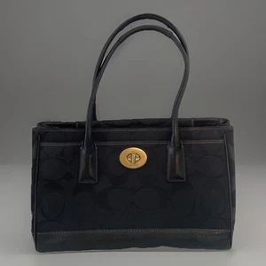 COACH 11558 Madeline Signature Canvas Satchel w/ Black Leather Turn Lock - Picture 1 of 11