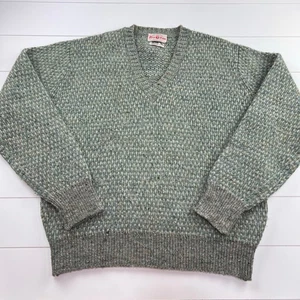 Alan Paine Vintage Wollpullover mit V-Ausschnitt Herren Gr. 44 grün meliert - Bild 1 von 6