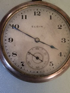 Elgin 14K gold filled pocket watch 7 Made in USA - Picture 1 of 9