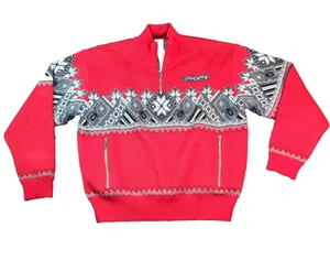 Spyder Men's Fully Lined Wool Blend Ski Jumper Windbreaker 1/4 Zip RedKnit - Picture 1 of 10