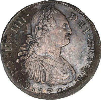 GUATEMALA, Guatemala City, bust 8 reales, Charles IV, 1795 M. - Image 1 of 3