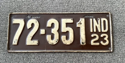 RARO 1923 INDIANA DÍGITO INFERIOR MATRÍCULA PINTURA ORIGINAL BONITO CHEVY FORD DODGE Foto 1 de 2