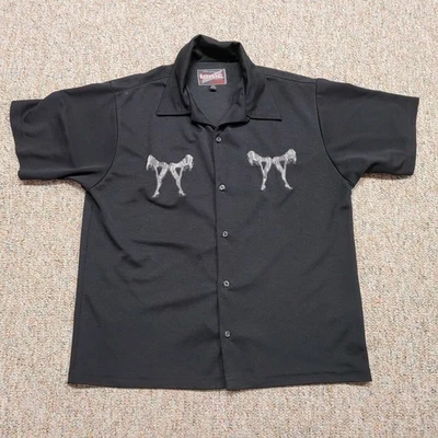 BC Ethic Shirt Mens Medium Black Button Up Short Sleeve Fly Girl Lounge Tonic - Image 1 of 4