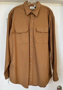 J. Peterman Mens Brown Camel Flannel 100% Cotton Shirt Size XL Extra Large EUC - Picture 1 of 6