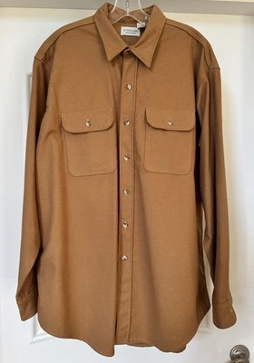 J. Peterman Mens Brown Camel Flannel 100% Cotton Shirt Size XL Extra Large EUC - Image 1 of 4