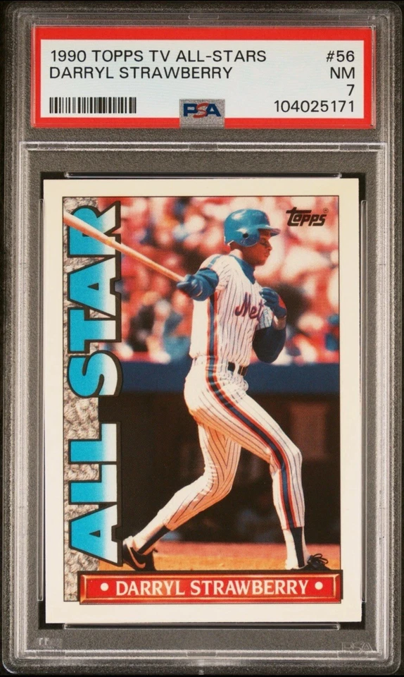 1990 TOPPS ALL STAR TV DARRYL STRAWBERRY#56 PSA 7 Baseball Card NEW YORK METS - Image 1 of 2