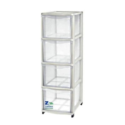 CASSETTIERA COVER LINE BIANCA 4 CASSETTI ALTI TRASPARENTE CM 26,8X37X82,7 H - Immagine 1 di 2