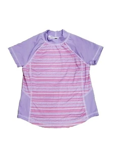 REI Girls Purple Coral Orange Swim Rashguard Atheltic Shirt Top Shirt L 10-12 - Picture 1 of 3