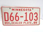 1989 Minnesota Dec. Dealer Plate 89 W/Loon 88 Hologram
