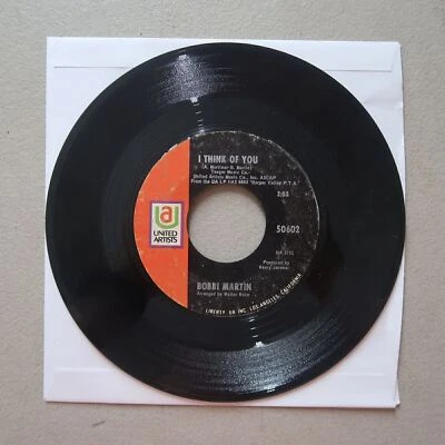 BOBBI MARTIN I THINK OF YOU/FOR THE LOVE OF HIM VINYL 45 UNITED ARTISTS 13-6 - Image 1 of 2