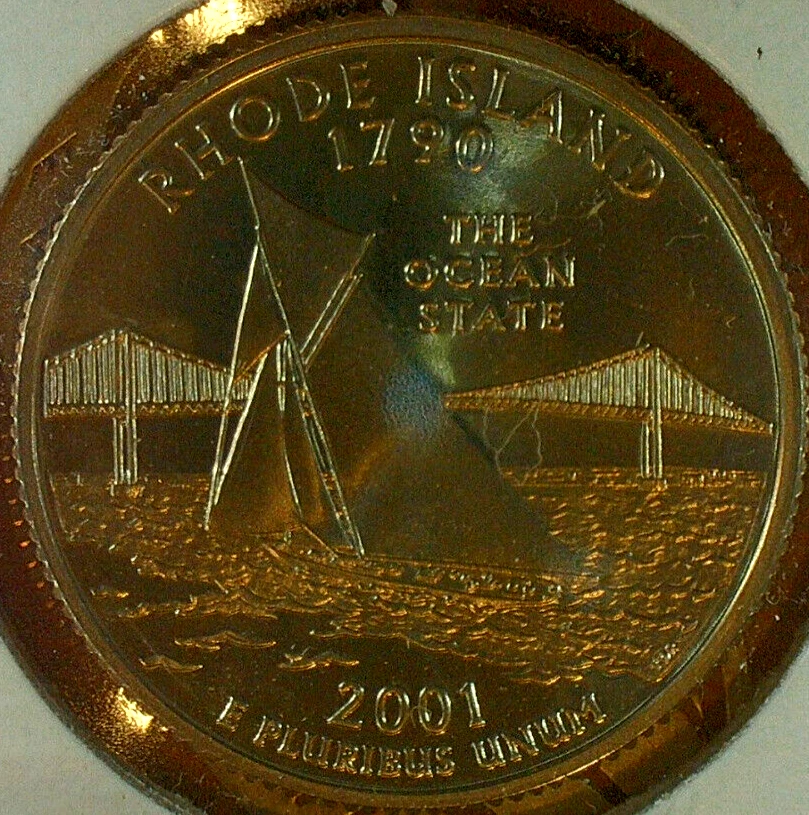 FALL & WINTER  SALE-U.S.-UNC. 2001 S RHODE ISLAND PROOF STATE QUARTER KM# 320 - Image 1 of 3