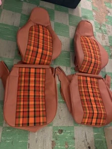 PORSCHE 911 944 924 UPHOLSTERY SEAT KIT TARTAN PLAIDS/GER VINYL TERRACOTTA NEW - Bild 1 von 14
