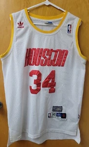 Adidas Hardwood Classics Hakeem Olajuwon White Jersey Yellow Trim - Size 50 + 2" - Picture 1 of 10