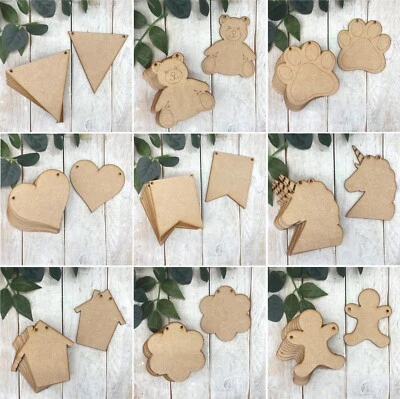 10 Pack Laser Cut Wooden MDF Bunting Shapes Make Your Own Bunting Add Your Name - Image 1 of 4