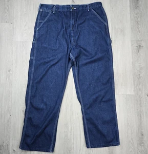 Vintage Roebucks Jeans 42x32 Workwear Carpenter Utility Pockets Straight Leg - Picture 1 of 8